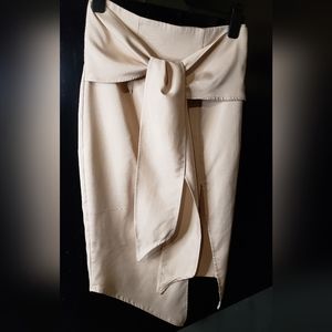 Parallel Lines pink rose butter cream coloured assymetrical design skirt